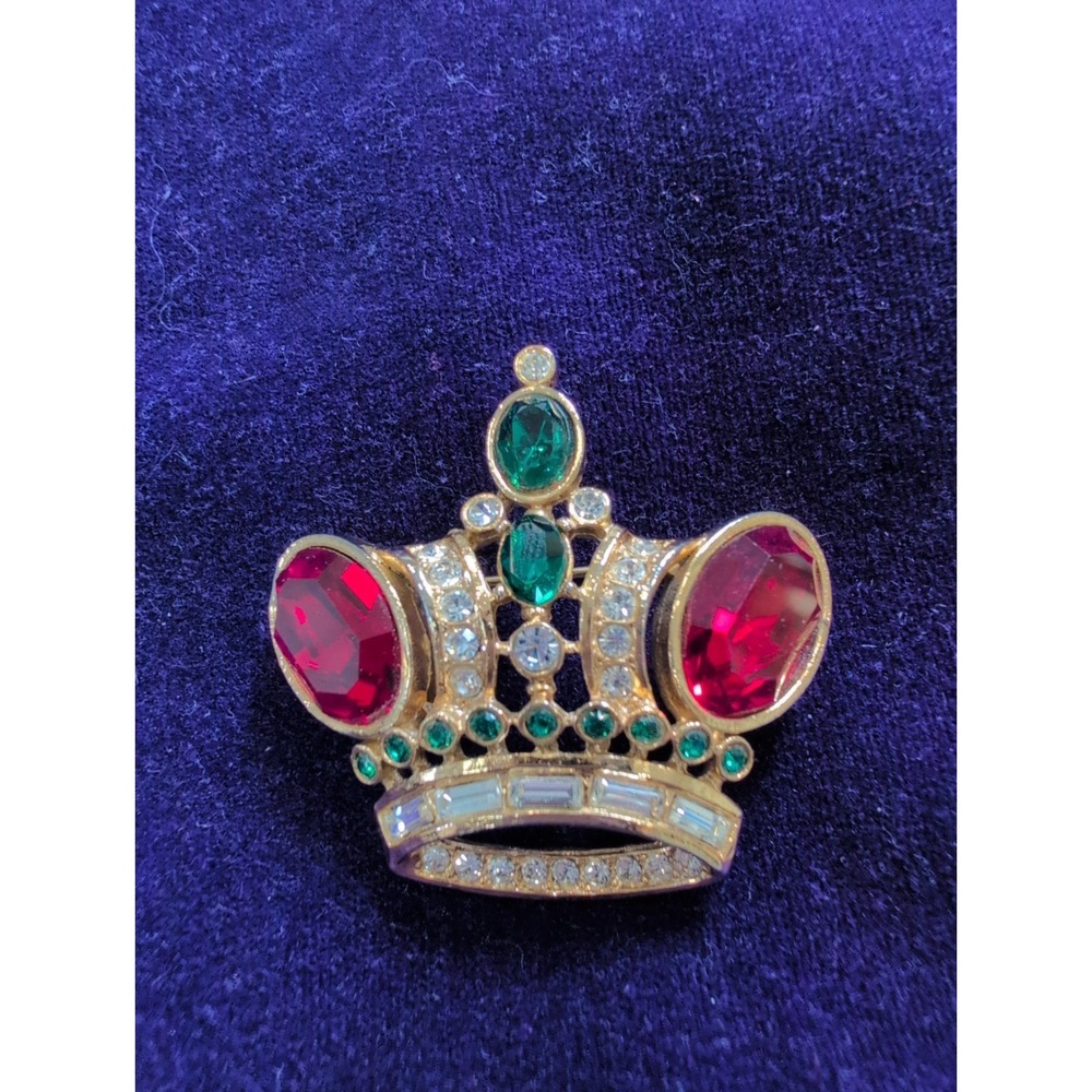 Vintage Crown Butler & Wilson B&W Multi-Color Rhinestone Brooch Pin - Picture 3 of 5